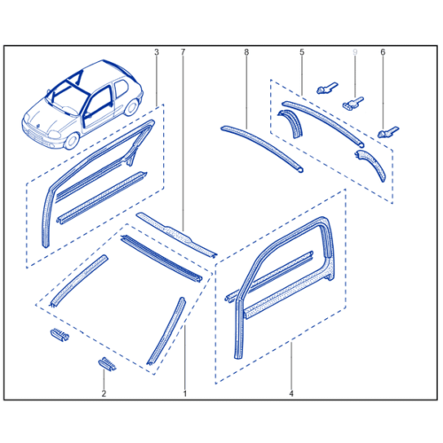 Renault Clio 172 182 Front Door Window Seal Kit RH